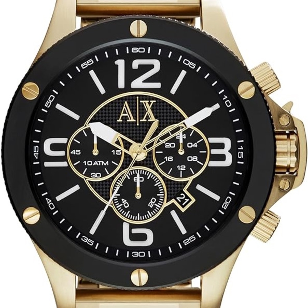 Armani Exchange Black and Gold Watch